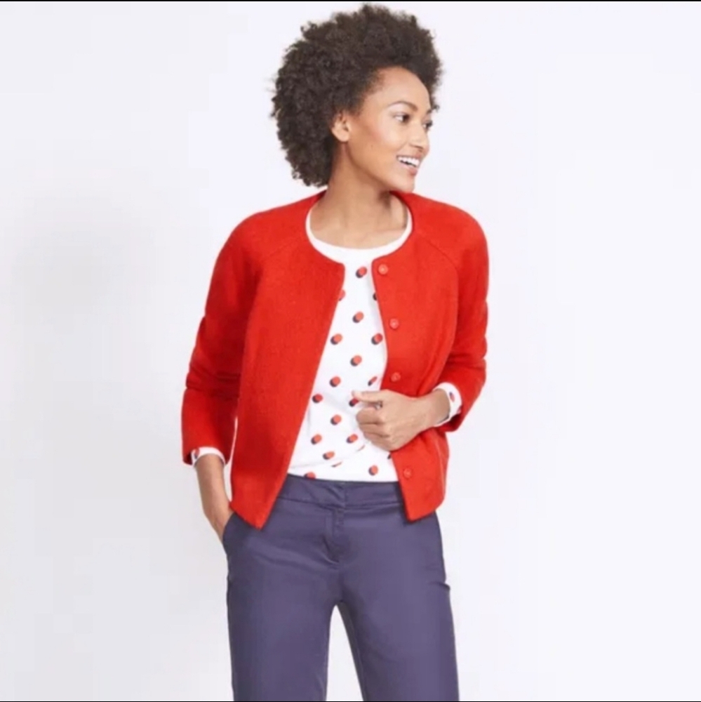 BODEN Sienna vibrant Red Wool crop coat